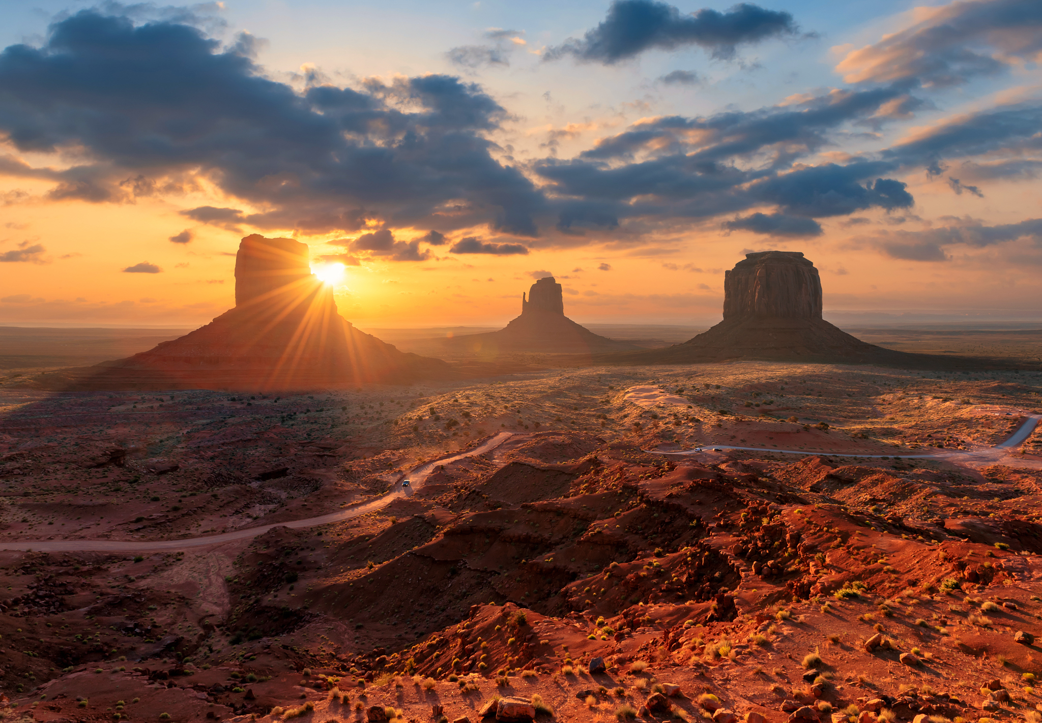 Most beautiful state US Sunrise at Monument Valley, Arizona