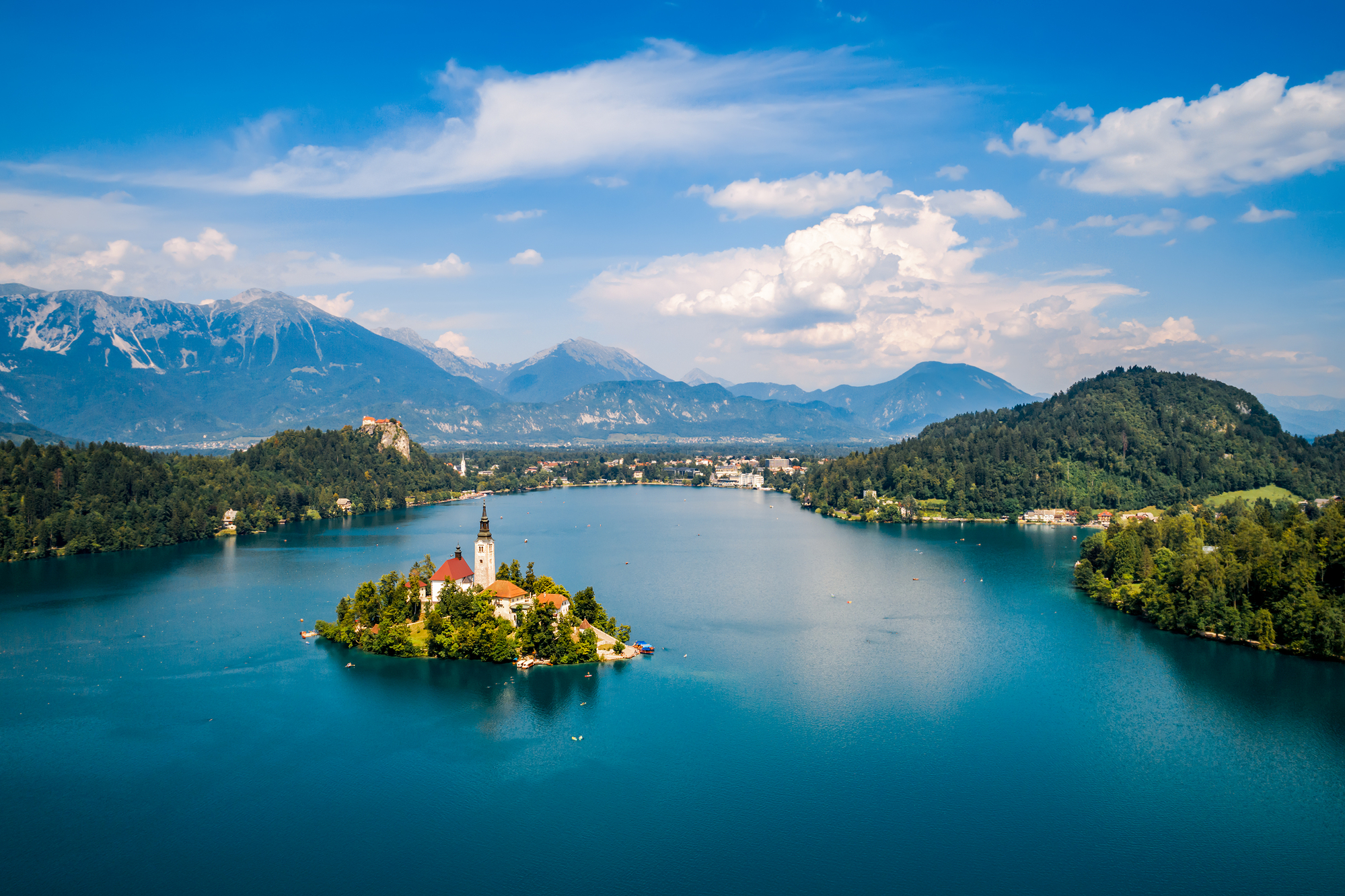 Slovenia - Aerial view resort Lake Bled.